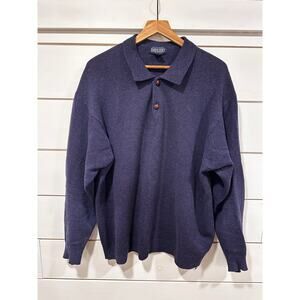 Vintage Lands' End Men's 100% Lambswool Blue Cozy Sweater Size XL 46-48